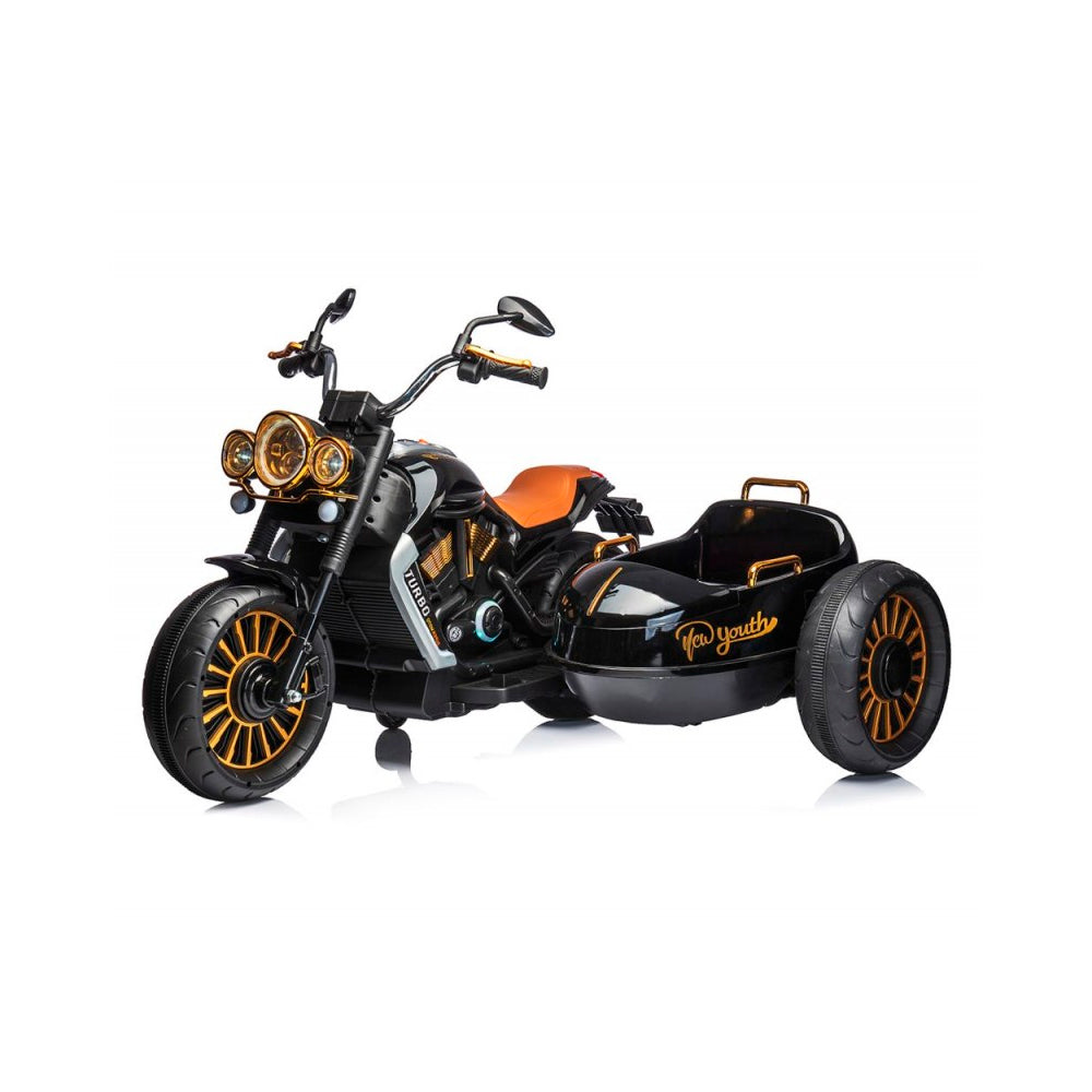 Moto eléctrica de tres ruedas con acompañante