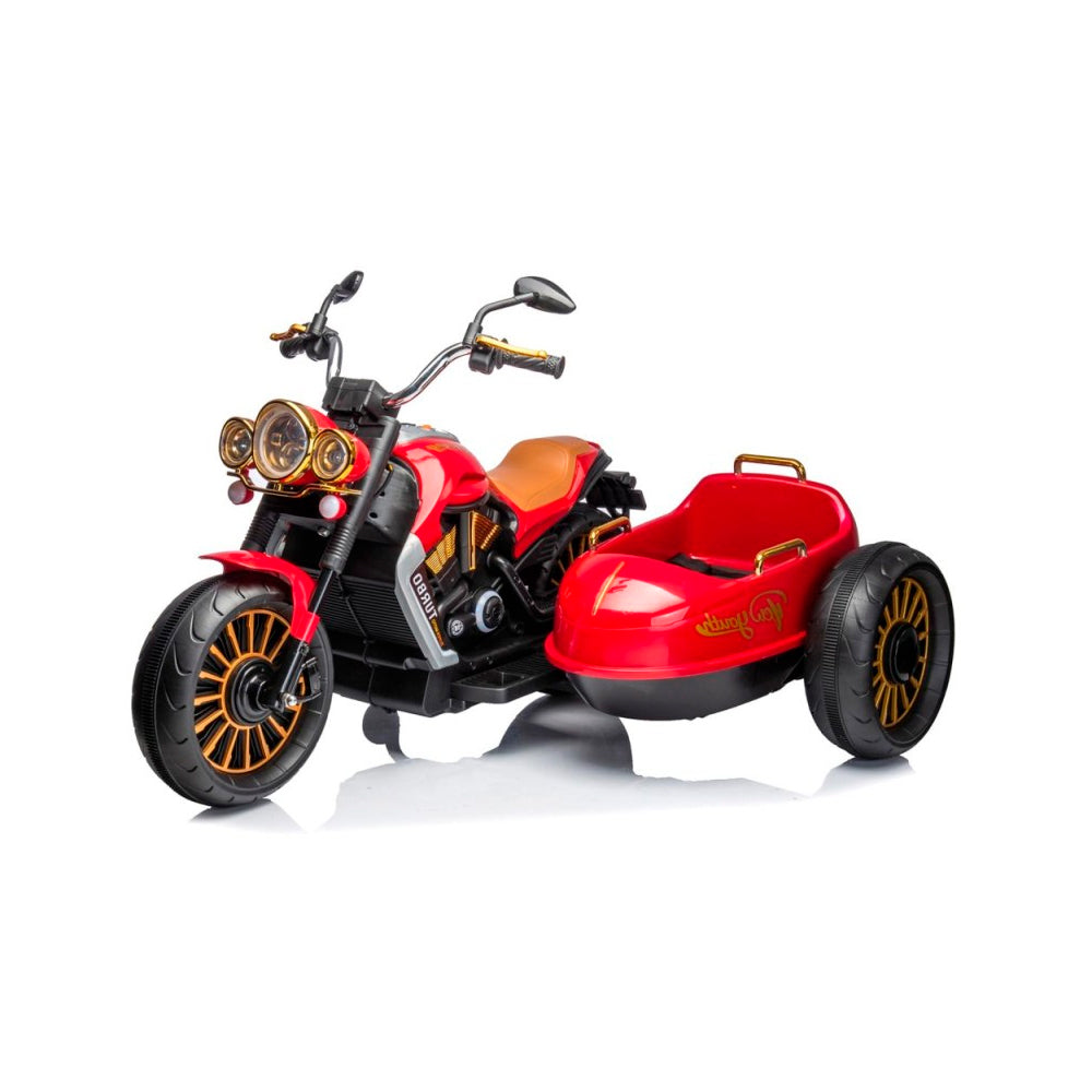 Moto eléctrica de tres ruedas con acompañante