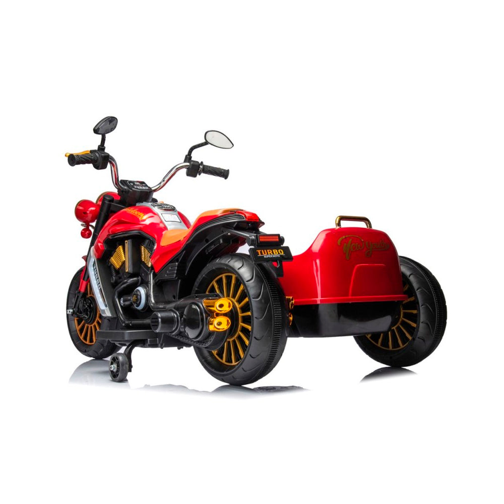 Moto eléctrica de tres ruedas con acompañante