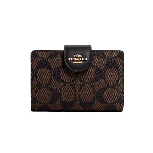 Billetera Corner Zip Signature canvas Coach