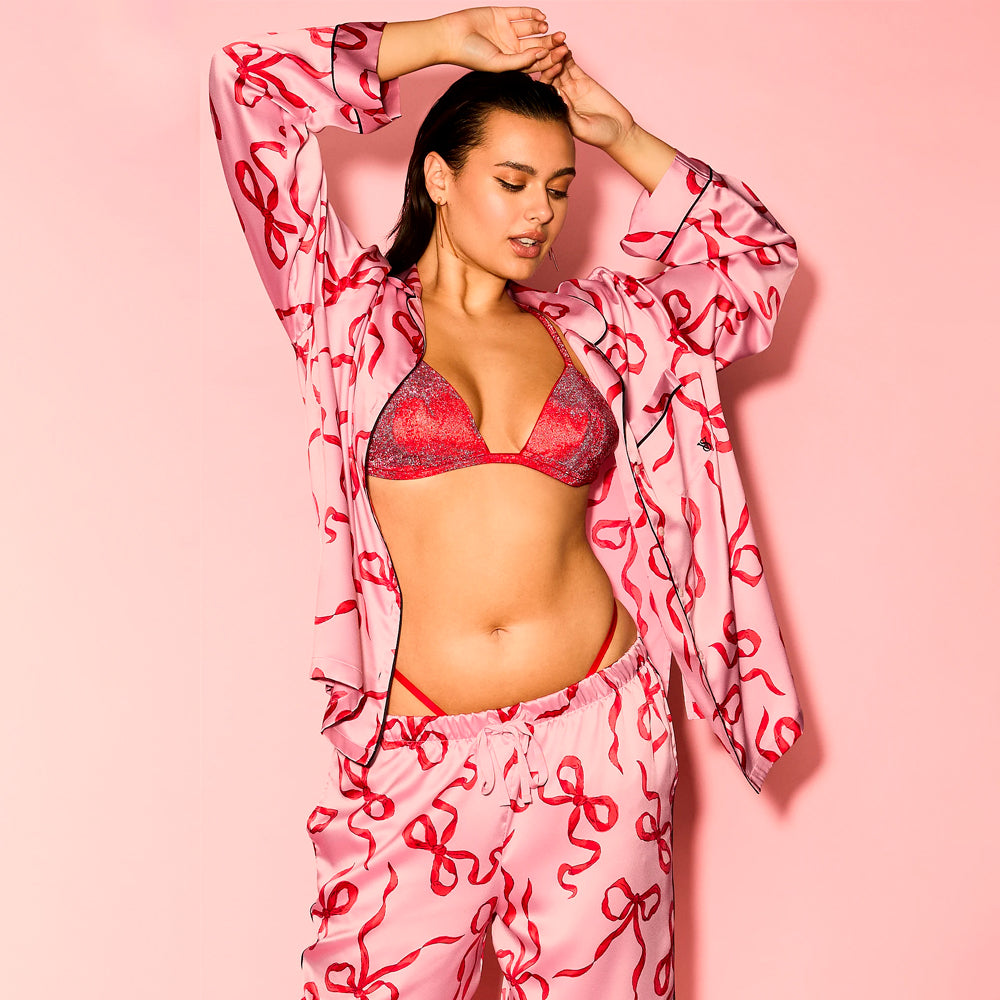 Set de Pijama Largo Satín Lazos Victoria's Secret